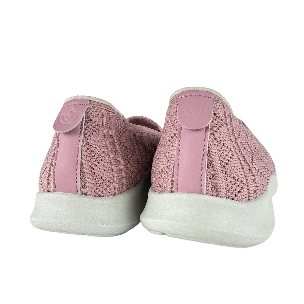 Spenco‎ Women's Size 7 B Loafers Comfort Stretch Crochet Pink Knit Shoes Slip-on